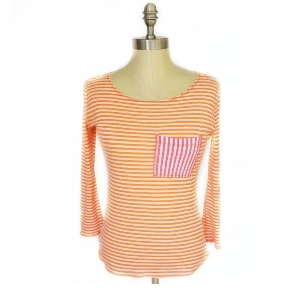 CLAESON STRIPED THREE QUARTER SLEEVE TEE SIZE XS